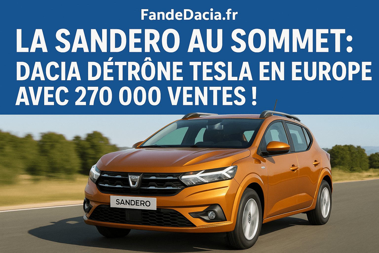 La Sandero au sommet : Dacia détrône Tesla en Europe avec 270 000 ventes !